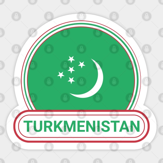 Turkmenistan Country Badge - Turkmenistan Flag Sticker by Yesteeyear